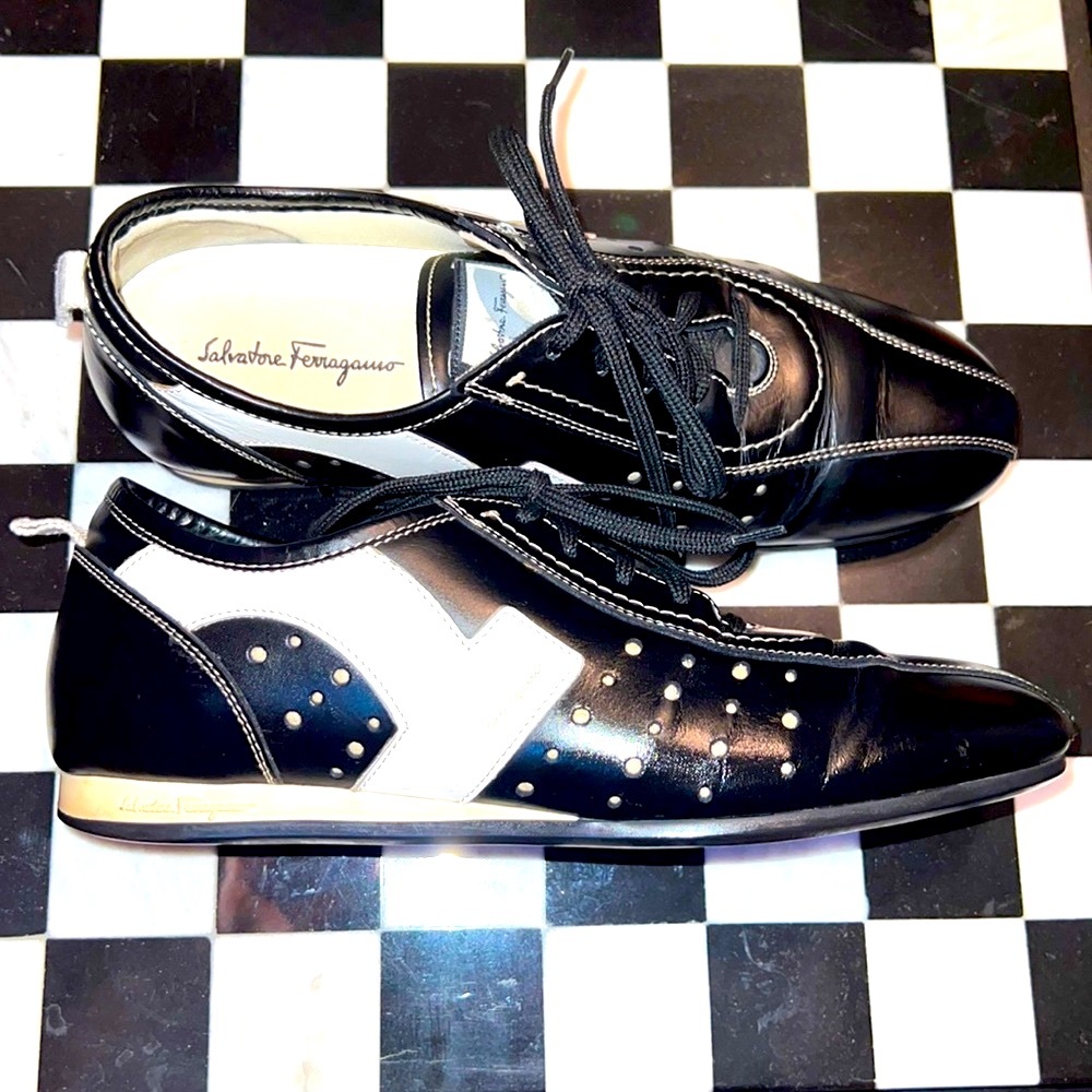 Salvatore Ferragamo Women’s Casual Leather Sneakers Sz 7 1/2 C